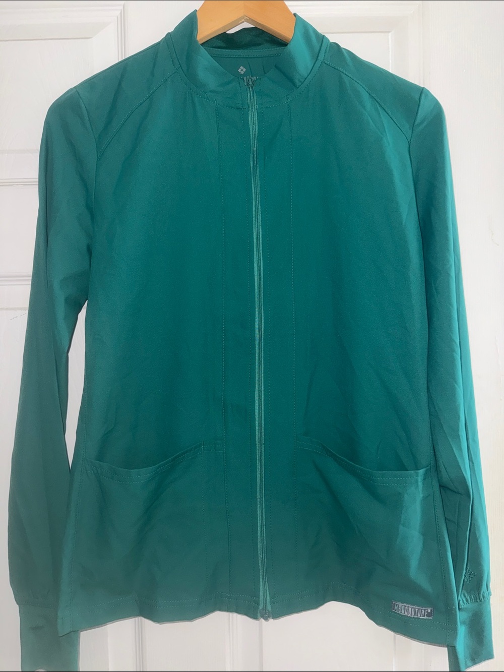 Med Couture Green Full-Zip Bomber Jacket (scrubs )